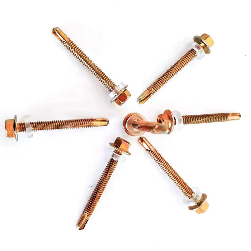 Quality red green brown color head self drilling screw Hex Head Self Drilling Tek Screw for Encaustic tile