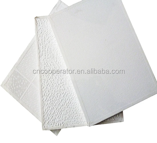 pvc gypsum tile for ceiling decoration,white or color design, foil back, 595x595x7mm,etc