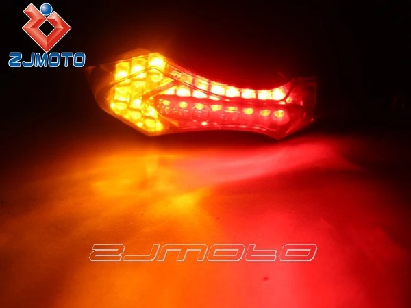 E-marked Approved ZJMOTO Motorcycle 12V LED Signal Light Turn Lamps With Smoke Lens Red+Amber Indicator Blinker For 8mm Bikes