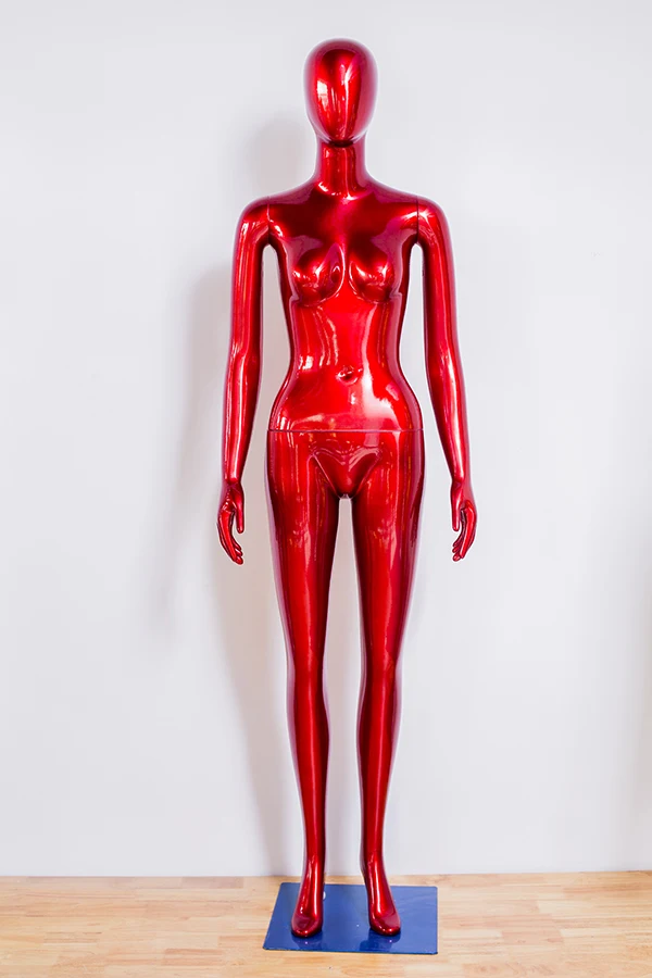shining colorful chrome silver gold plastic window display woman mannequins glossy female model