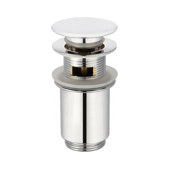 Washing Basin Click Clack Waste with Overflow Flat Cover Brass Pop Up Drain Fit the Basin