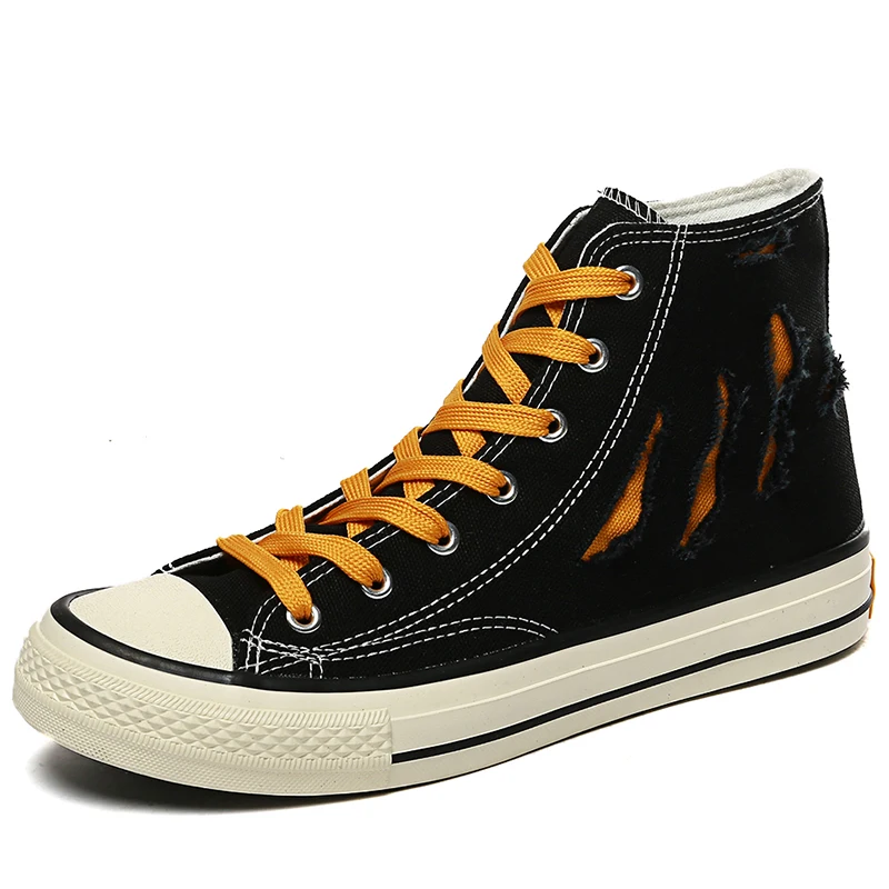 New arrival wholesale fashion high top lace-up sneakers latest hot sale lightweight canvas shoes for men