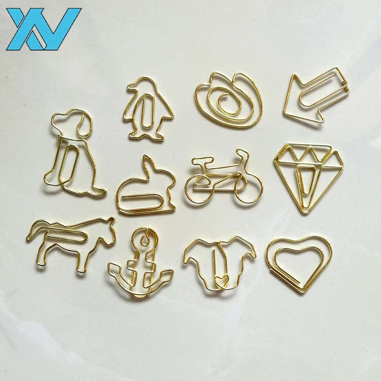 Unique OEM dog shaped dachshund design golden color metal wire paper clips