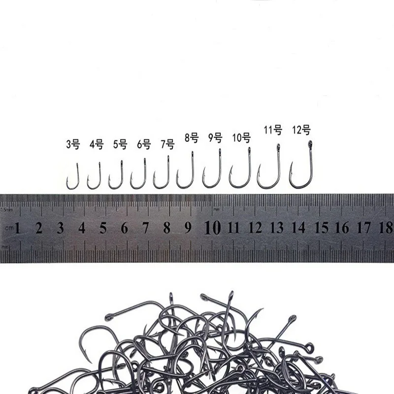 500pcs/set mixed size 3~12 high carbon steel carp fishing hooks pack with hole with Retail Original box Jigging Bait