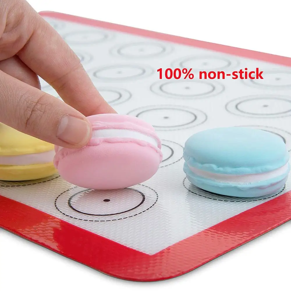 
Set of 4 Reusable Silicone Macaron Baking Mats 0.75mm (2 Half Sheet Liners and 2 Quarter Sheets),Non Stick Silicon Liner 