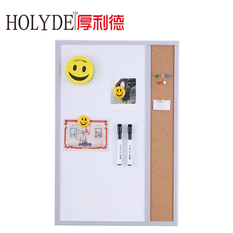 
High Quality Combination One Magnetic Whiteboard One Bulletin Cork Board in Wooden Frame 