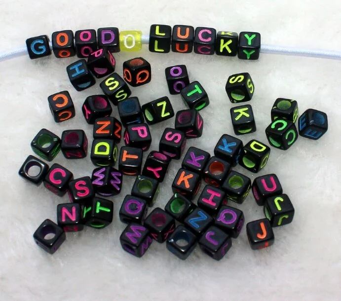 DIY Acrylic Alphabet Letter Cube Beads for Jewelry Making, Bracelets, Necklaces, Key Chains and Kids Jewelry (6mm)