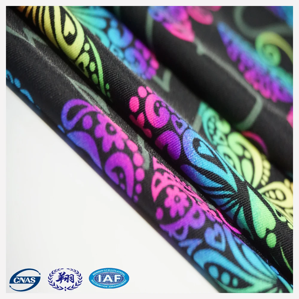 
UPF 50 nylon spandex screen print fabric high-elastic colorful butterfly warp knitting suit for swimwear fabric 