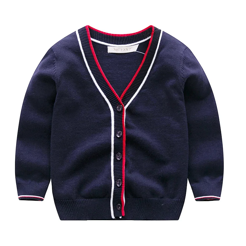 
V neck baby boys Fall winter children plain stripe kids sweater korean basic cardigan knit 