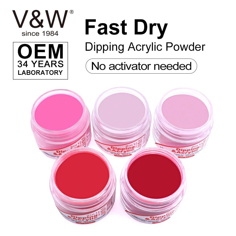 VW 3 In 1 Match Color Fast Dry Dipping Acrylic Powder Nails System Starter Kit Dip Powder Gel Polish For Dipping And Liquid