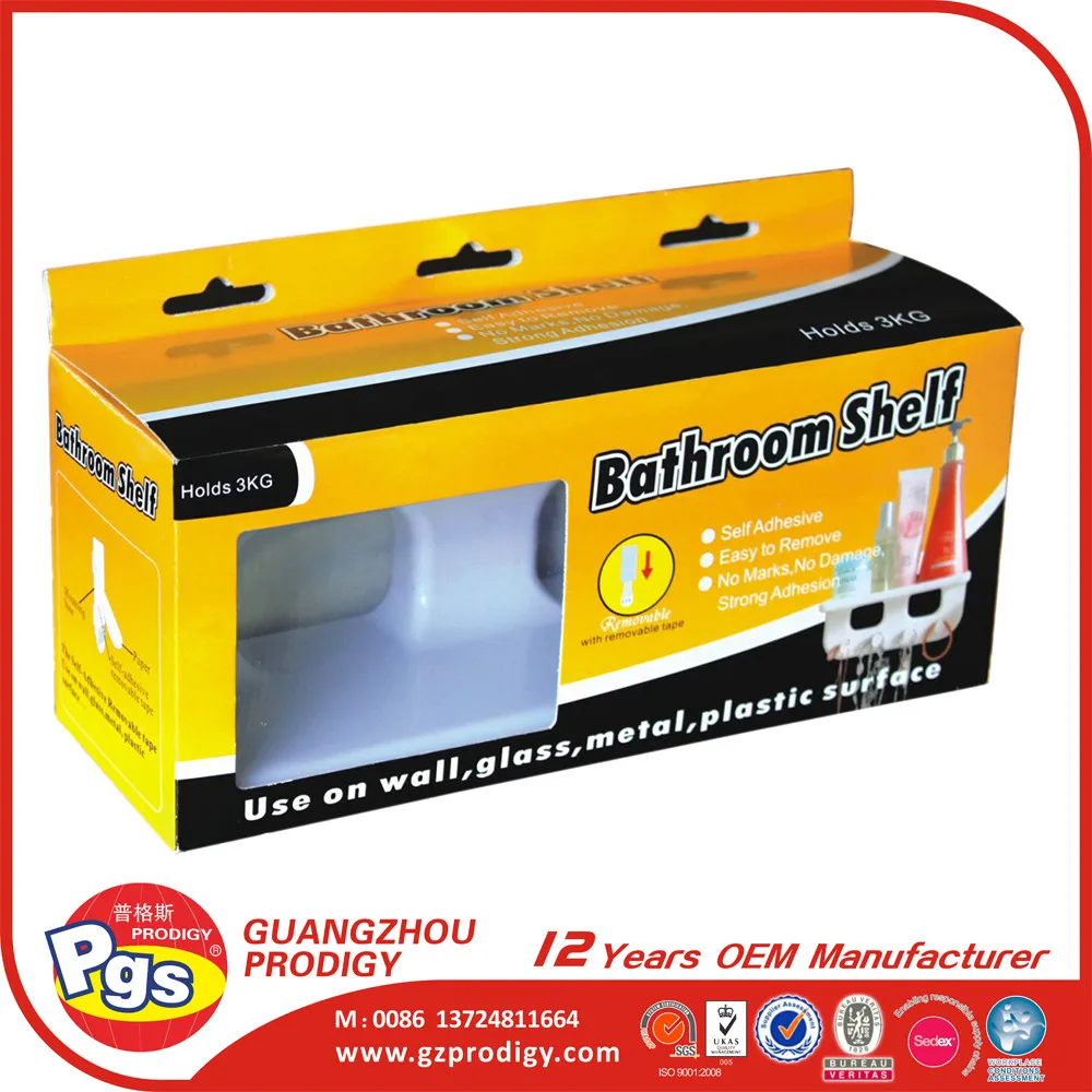 
Adhesive removable bathroom plastic wall shelf 