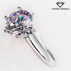 Six claw simulation diamond ring women sterling silver 925 platinized gold carat diamond wedding ring