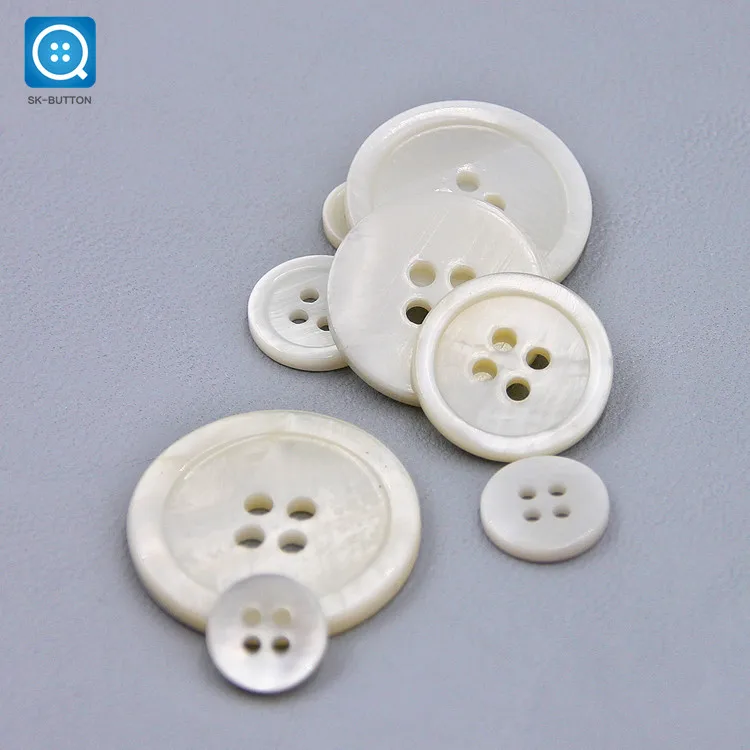 SK Custom Size 14L-44L Shell Button White Mother of Pearl River Shells Shirt Buttons