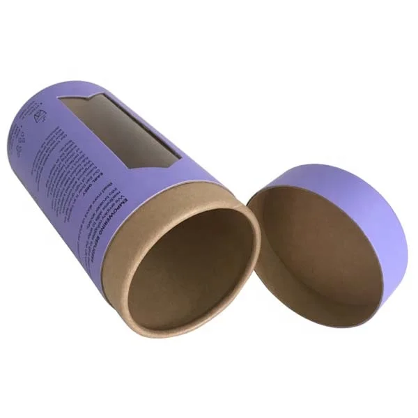 
CMYK printing cylinder custom kraft paper tube with window 