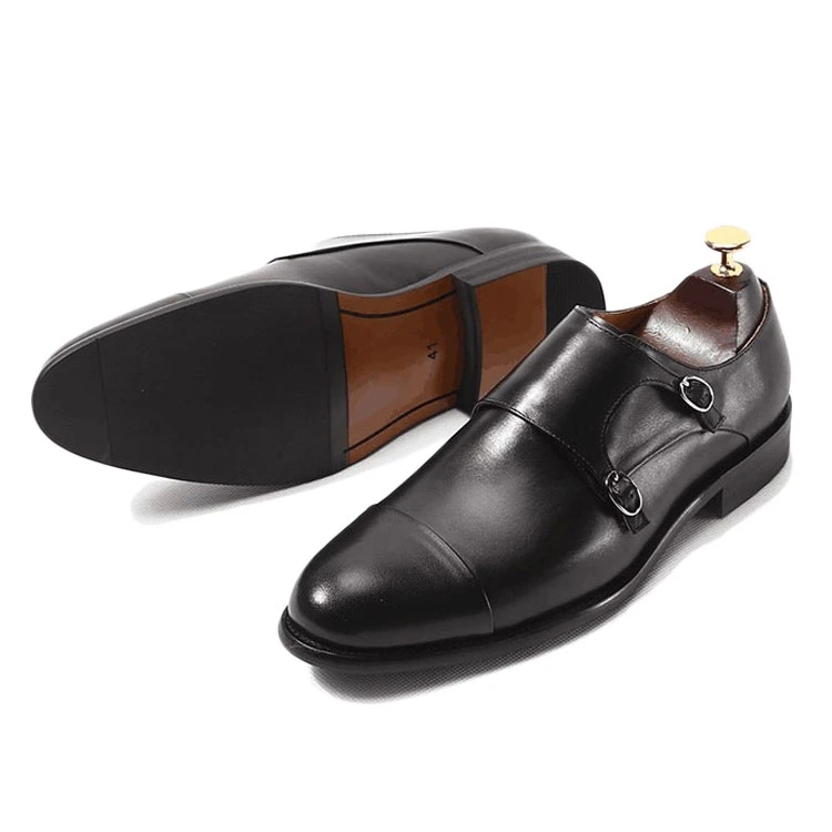 Wholesale Men Flat Shoes Good Quality Wedding Monk Strap Slip on Male Business Shoe Men Leather Dress Shoes