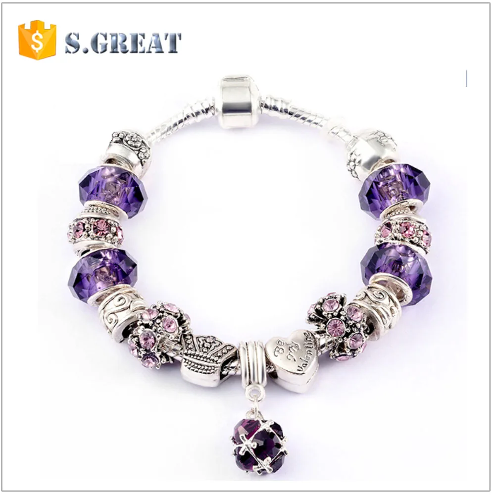 2016 Красочный Кристалл Европейских Бусы Из Муранского Стекла Бусы для pandora Змея Цепи Прелести Браслет