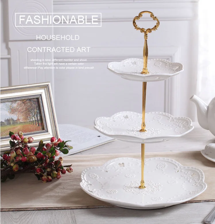 Ceramic Porcelain Party Cake Stand Wedding Three Tier Plate Stand
