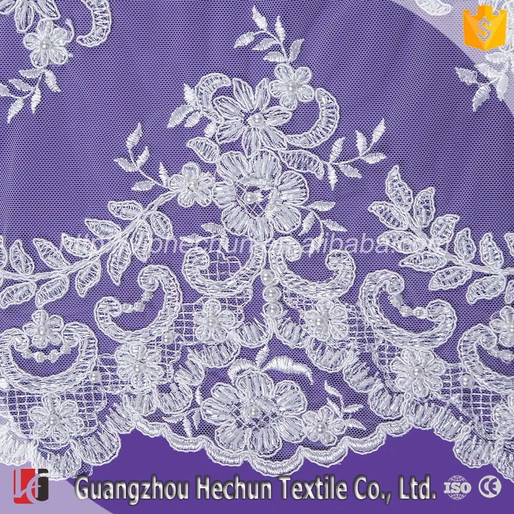 HC-1576 Hechun wholesale sell cheap Embroidery beaded french lace fabric