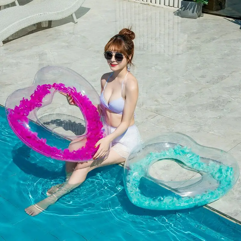 factory newest custom INS good selling beach and pool party toys swimming heart ring float inflatable float pool ring beach toys