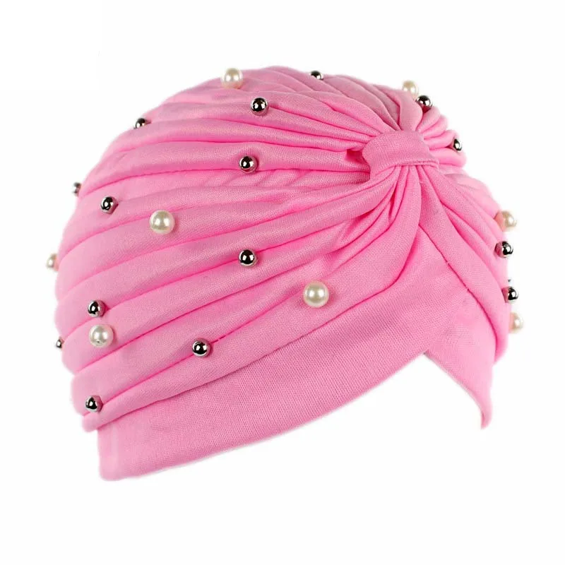 New Fashion Starry Sky Beaded Stretchable Turban Hat Head Cover Headband