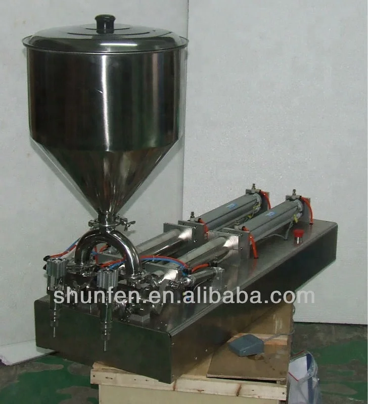 Benchtop semi-auto double-head cream filling machine(100-1500ml) (Dosing machine for sauce, chili, tomato sauce, paste and jam)