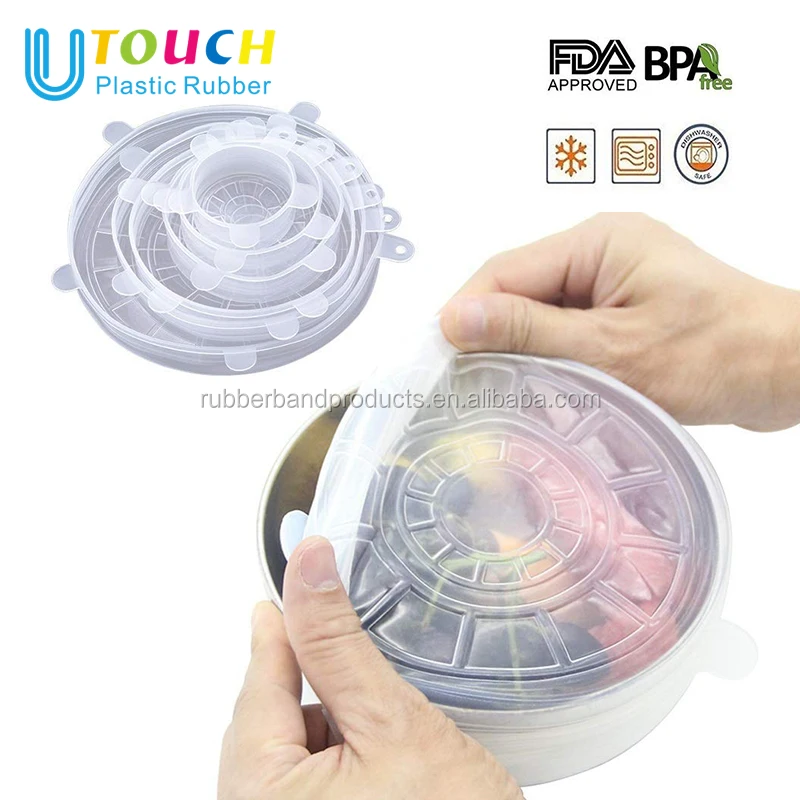 Kitchen Silicone Stretch Lids 6 sizes Set  Reusable Food Wraps Seal Cover