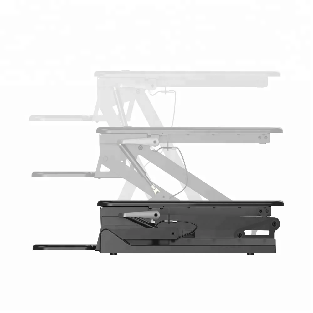 Standing desk converter riser with keyboard for standing