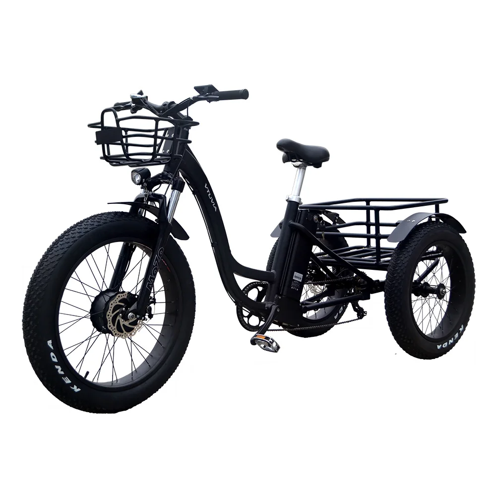 2019 New arrival 48V 750W long range fat tire pedal assist electric tricycle for hunting
