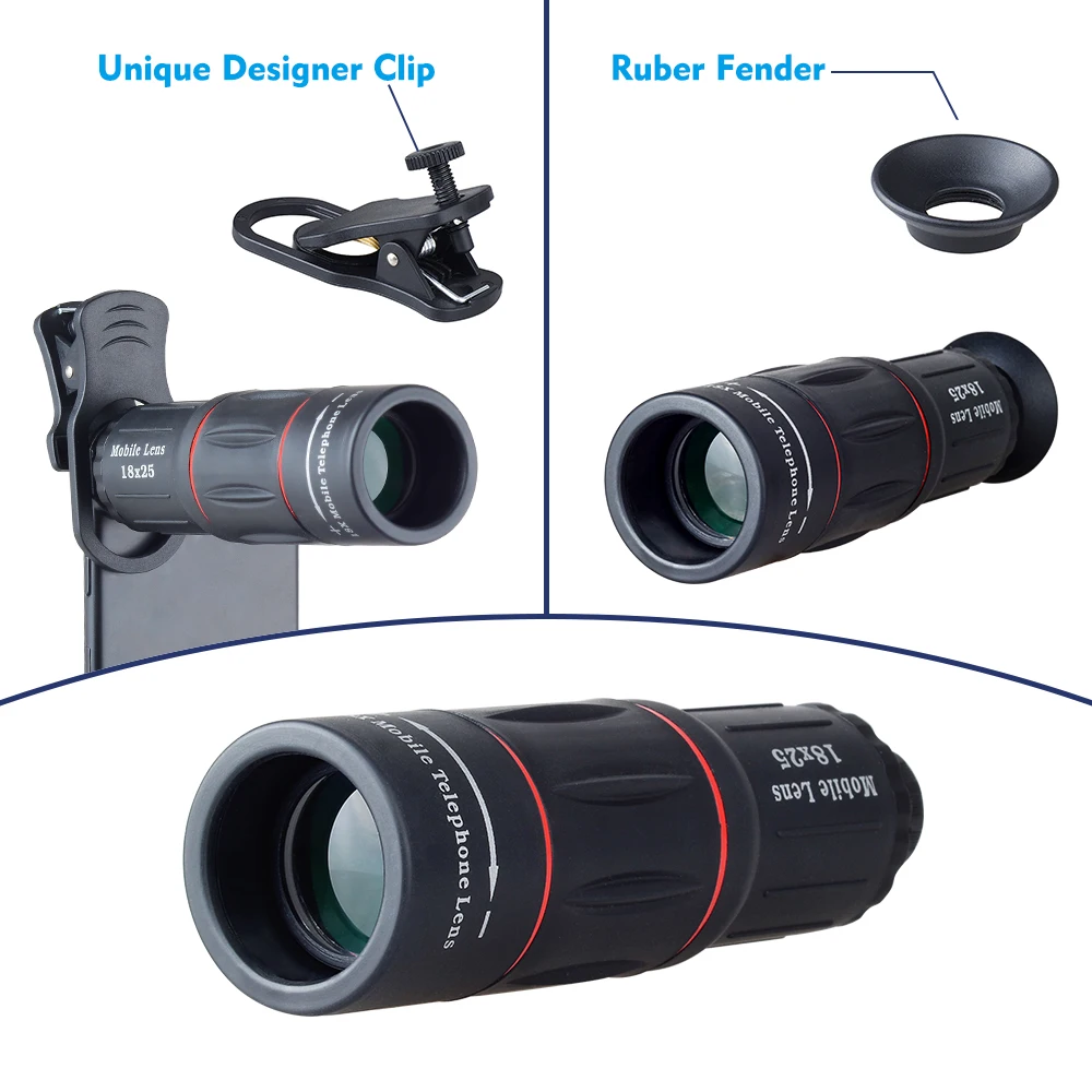 Apexel 18x 4 in 1 cell phone telephoto telescope zoom lens with mini tripod for mobile phone Amazon top selling product 2018