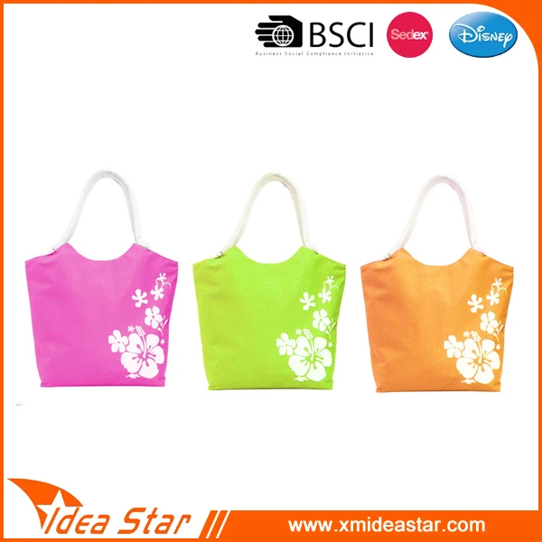 Wholesale ECO flower custom design reusable cheap washable tote grocery beach bag promotion shopping bag