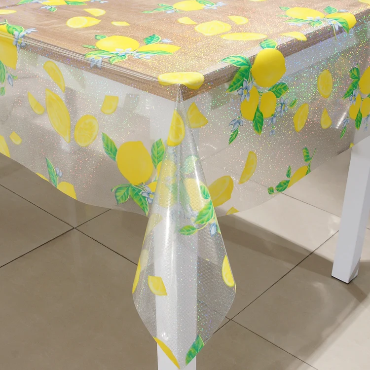 plastic transparent printed with flakes table cover roll tablecloth