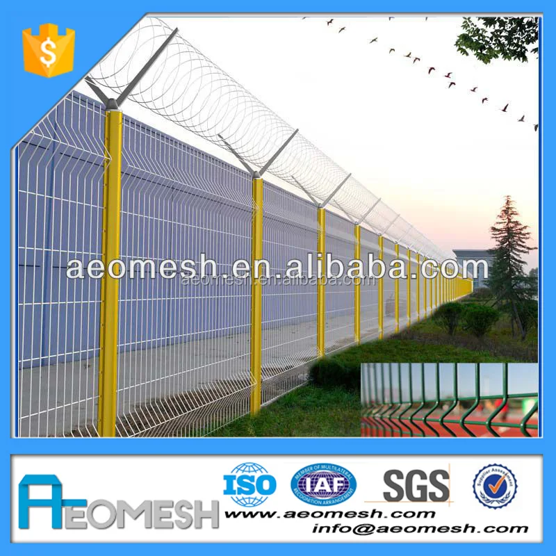 AEOMESH Made In Guangdong high quality Airport Fence Y post with razor barbed wire (Real factory)