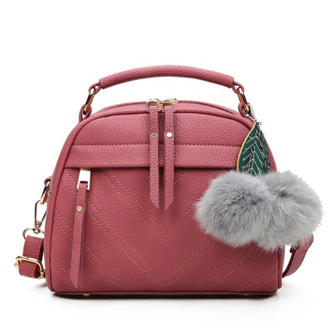 
Fashion PU Leather Handbag for Women 2019 New Girl Messenger Bags with Ball Toy Bolsa Female Shoulder Bags Ladies Party Handbags 