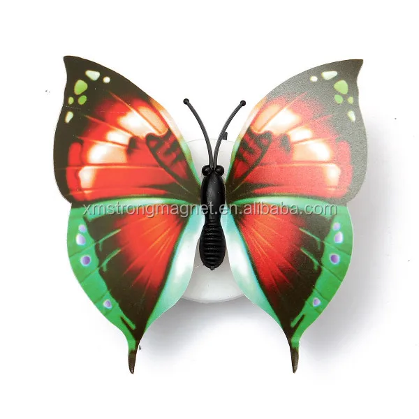 LED change colour night light Luminous magnetic butterfly fridge magnet