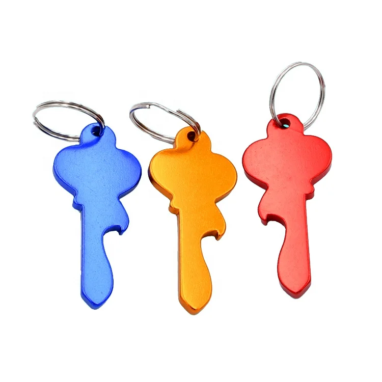 
Factory wholesale 6.6 cm aluminum keychain beer bottle opener in key shape 