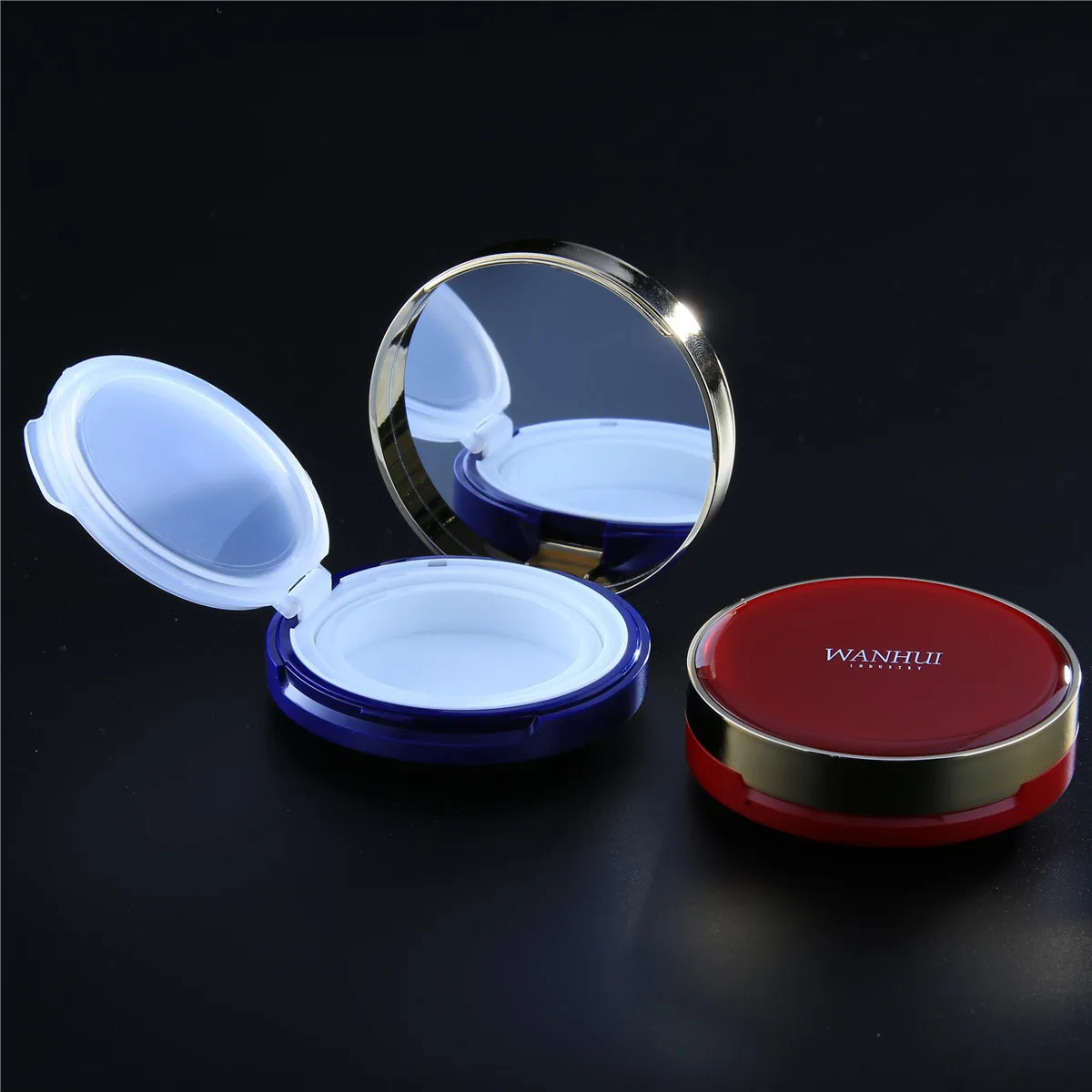 High Quality Round Empty Compact Powder Container Pressed Powder Case Loose Powder Personal Care Bubble Bag +foam Carton Box 18g