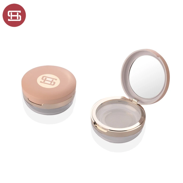 Custom Makeup Metal Cosmetic Round Empty Private Label Jar White Loose Powder Container Case With Sifter