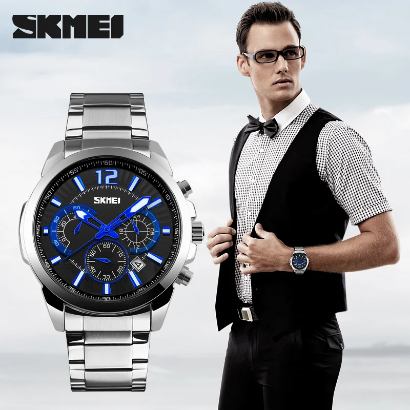 Best selling watch japan movt quartz watches stainless steel back 3atm water resistant Skmei  watches men wrist luxury
