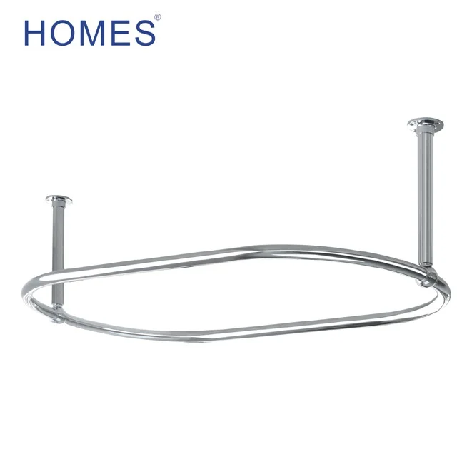 Chrome Plated Racetrack Shower Curtain Rail Dimensions - 1110mm x 650mm approx