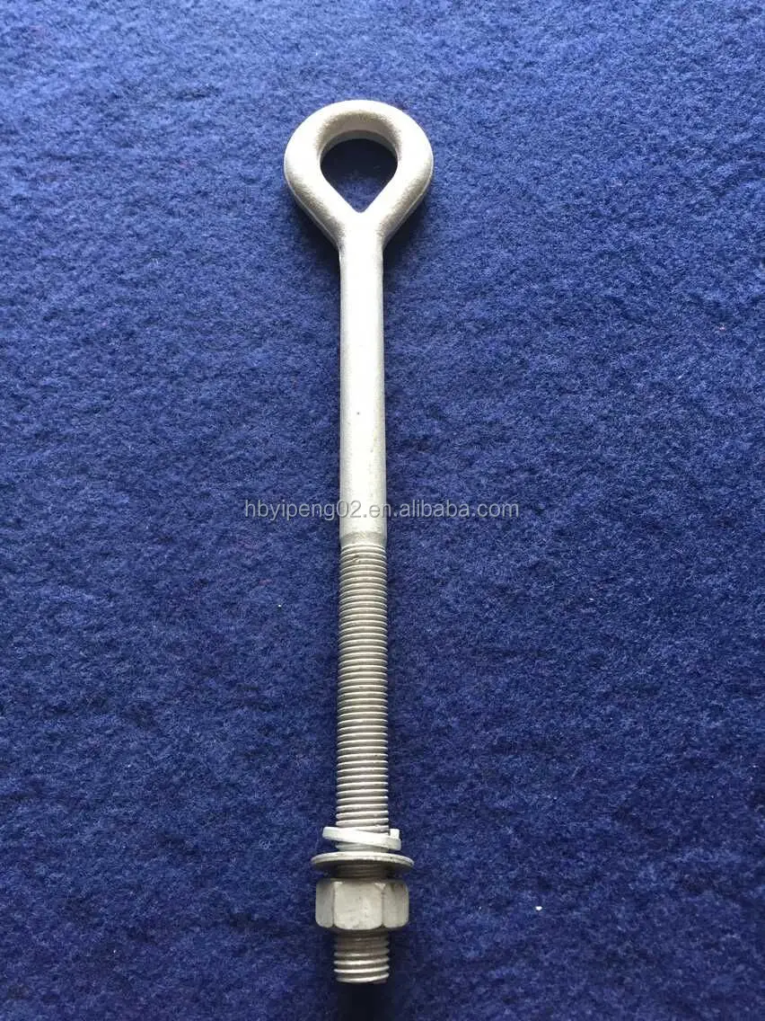 Hot dip galvanized Forged steel Eye Bolt with Round Ring for Pole Link Accessories