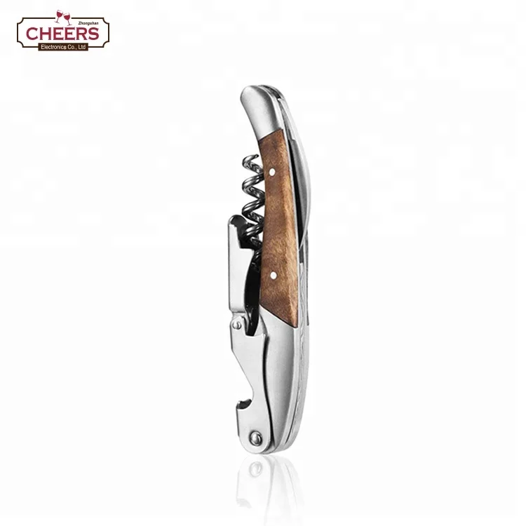 Professional Wine Opener, Natural Rosewood All-in-one Waiters Corkscrew, Bottle Opener and Foil Cutter
