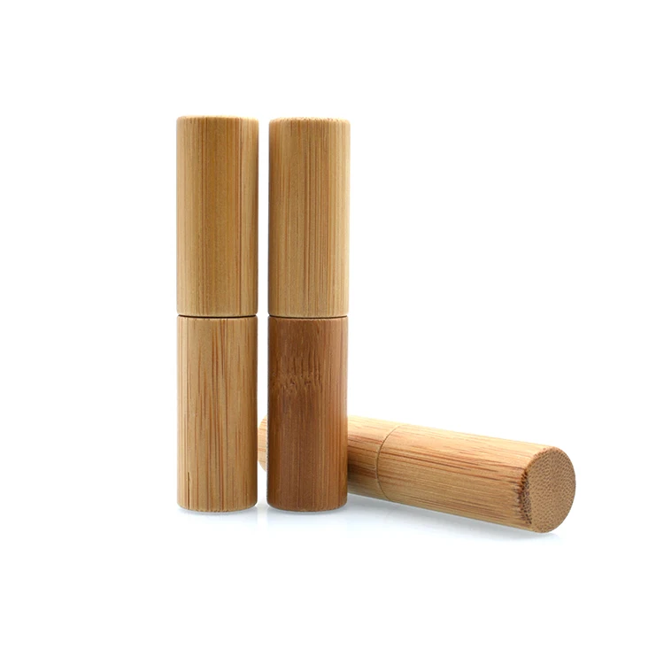 Оптовая продажа, небольшой натуральный пустой косметический Бамбуковый Контейнер для губной помады 4 г 5 г