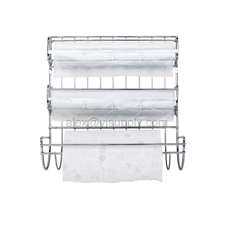 Chrome Metal 3 in 1 Paper Towel/Aluminium Foil/Cling Wrap Holder