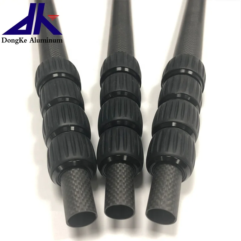 Super Light Weight 4 sections Customize Size Spin Lock Carbon Fiber Telescopic Pole For Hiking Metal Detector
