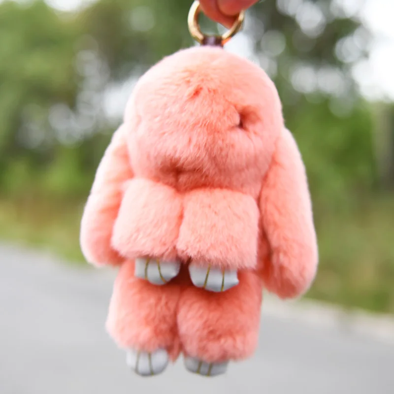 CX-R-10 Rabbit Shape Key Chain Fluffy Fox Bag Pendant Real Fur Keychain