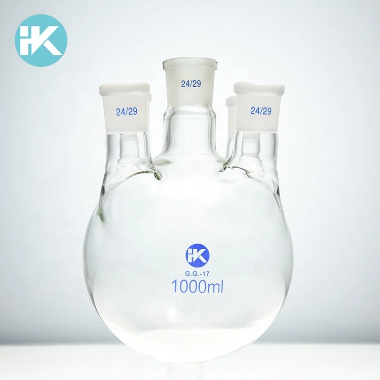 Huke индивидуальные Chemglass Стекло Круглый 1000 мл Тяжелая стена 5 шеи дно кипения колбы лабораторные