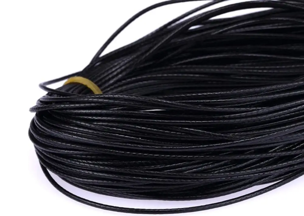 Плетеный восковой шнур из искусственной кожи, Черная веревка, ожерелья, цепочка с застежкой-карабином