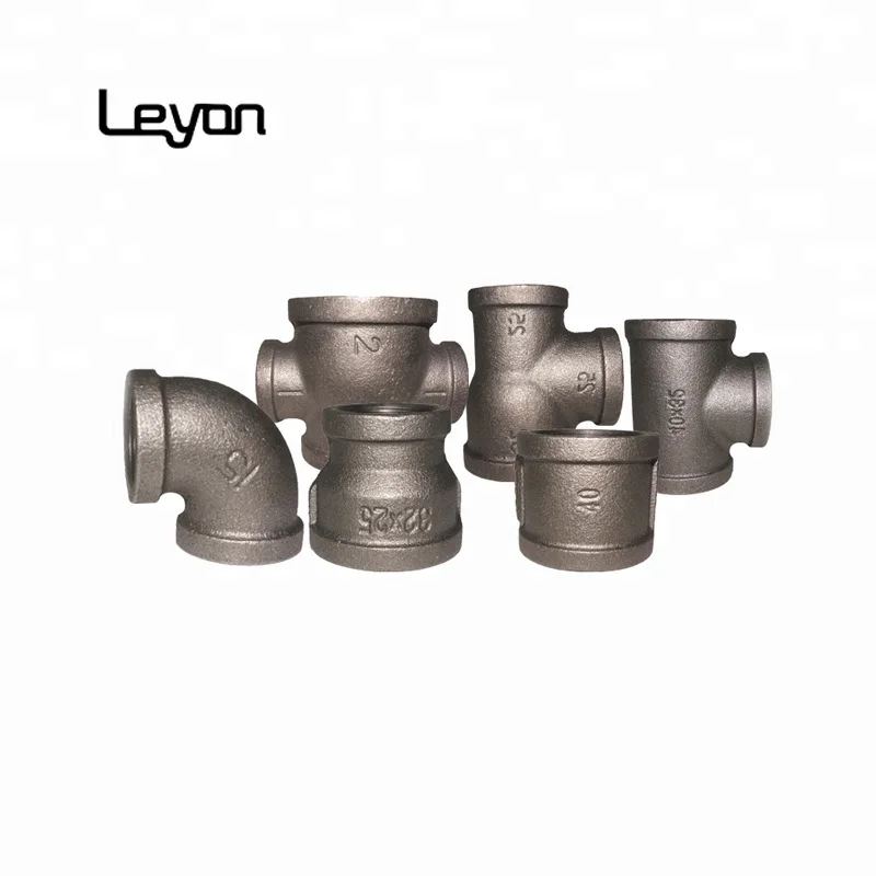 ANSI standard pipe fitting names and parts china pipe 90 deg elbow threaded tee fitting black malleable iron fittings