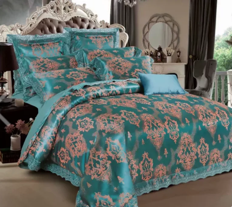 Laces Comforter Set, Home Textile Luxury Cotton&Viscose Jacquard Bedding for Bedroom, Duvet Cover bed sheet