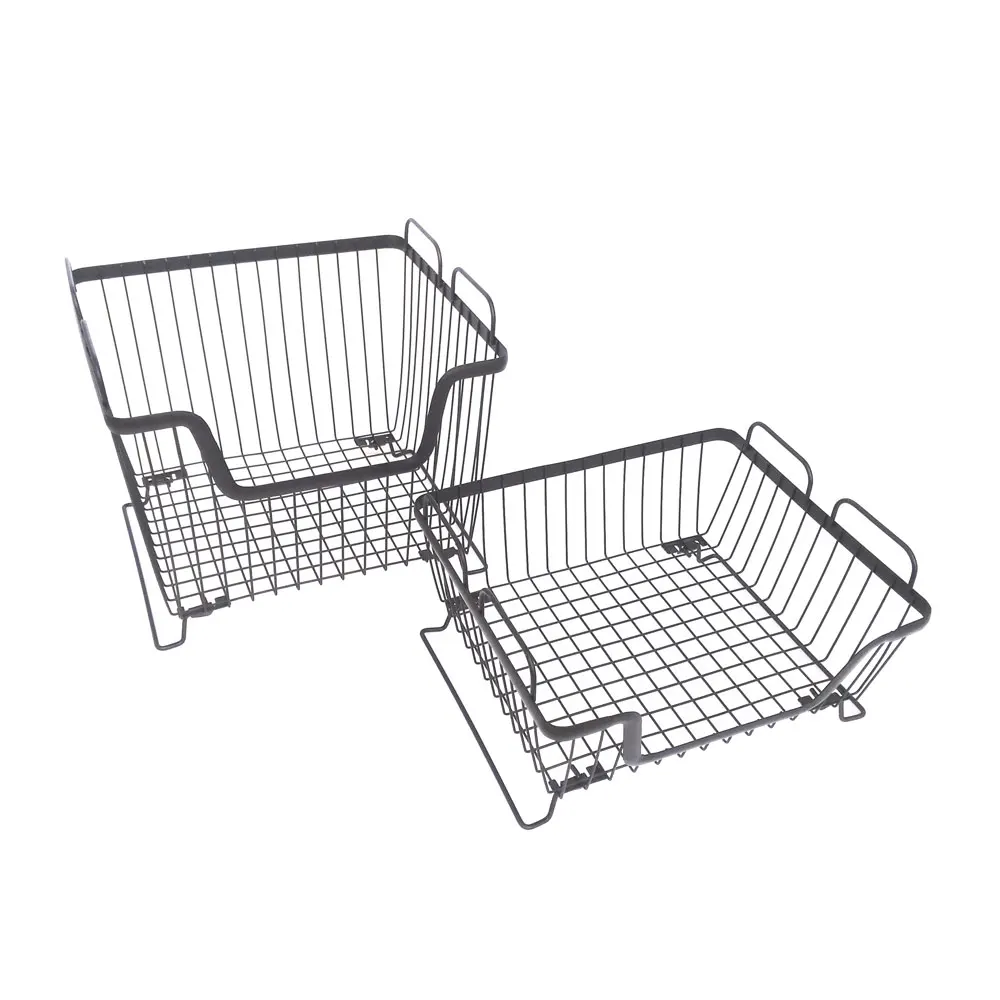 Decorative Rustic Rectangular Kitchen Cabinet Stacking Iron Wire Basket